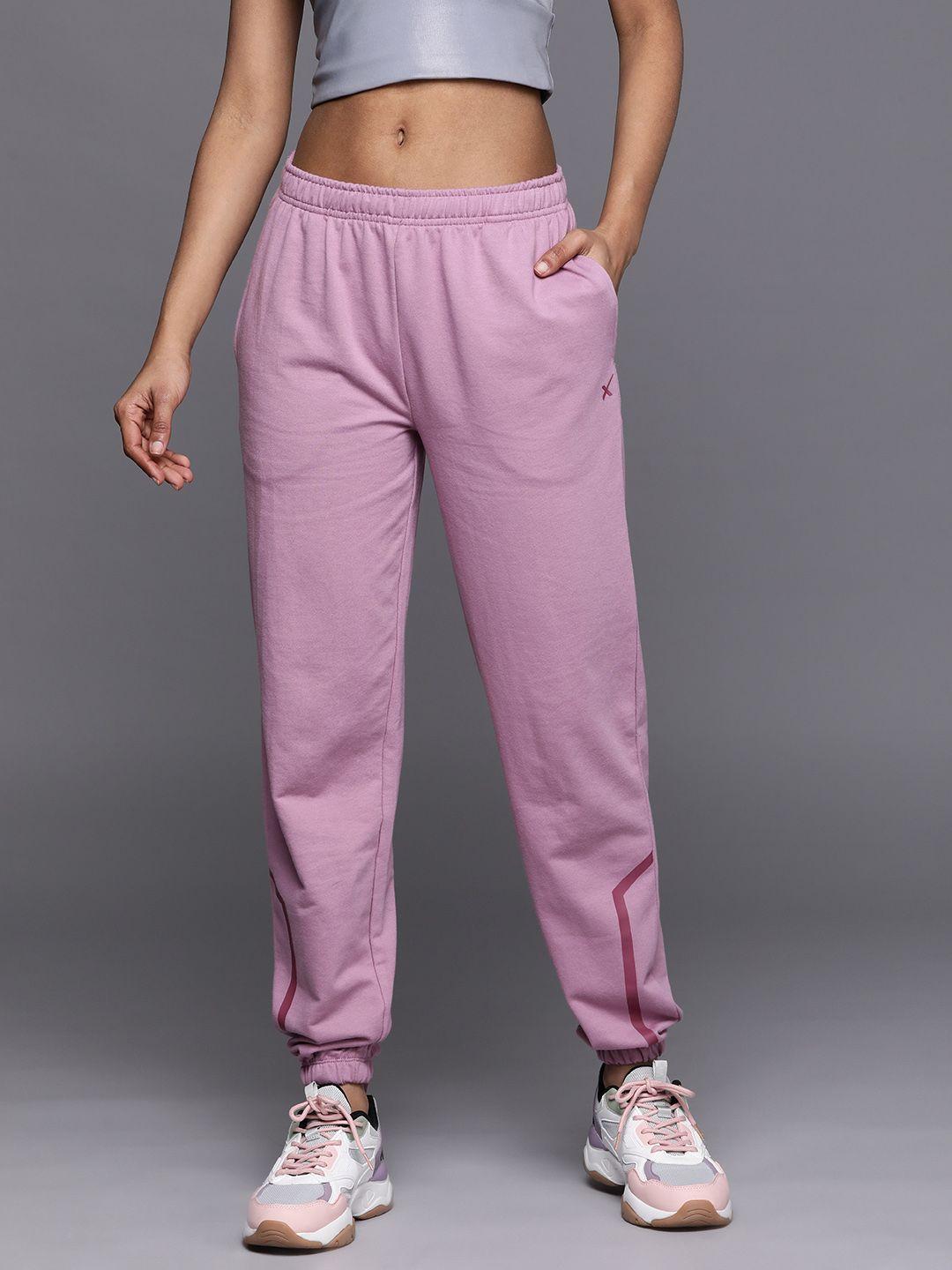 hrx by hrithik roshan women striped detail lifestyle joggers