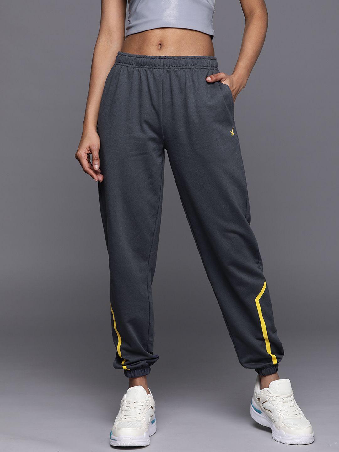 hrx by hrithik roshan women striped detail lifestyle joggers