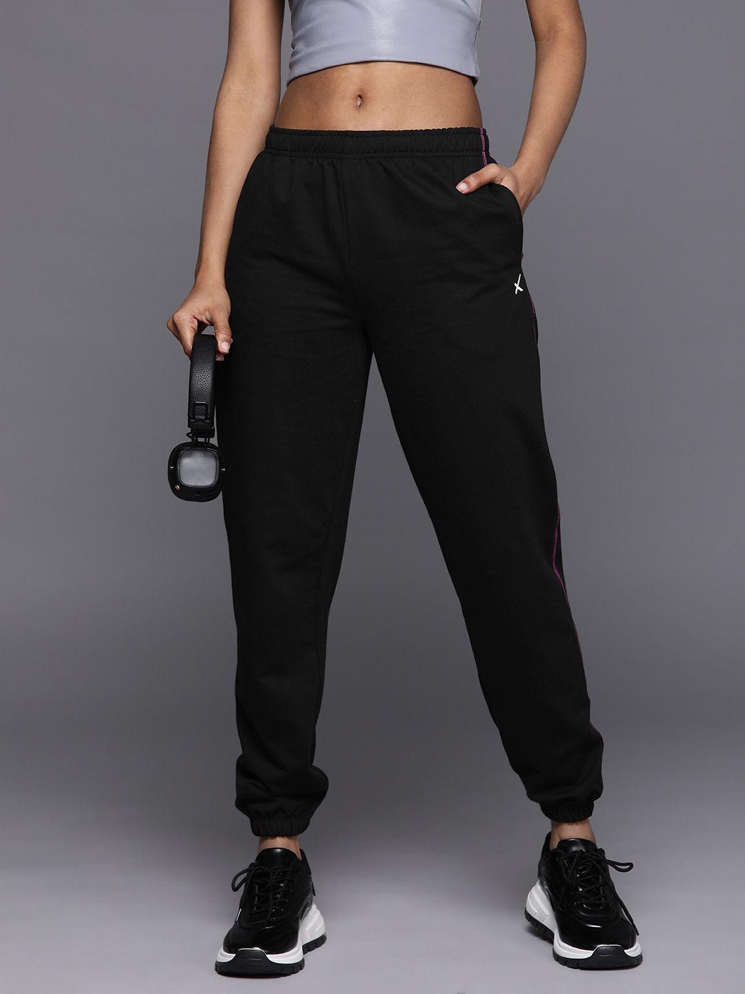 hrx by hrithik roshan women striped detail lifestyle joggers