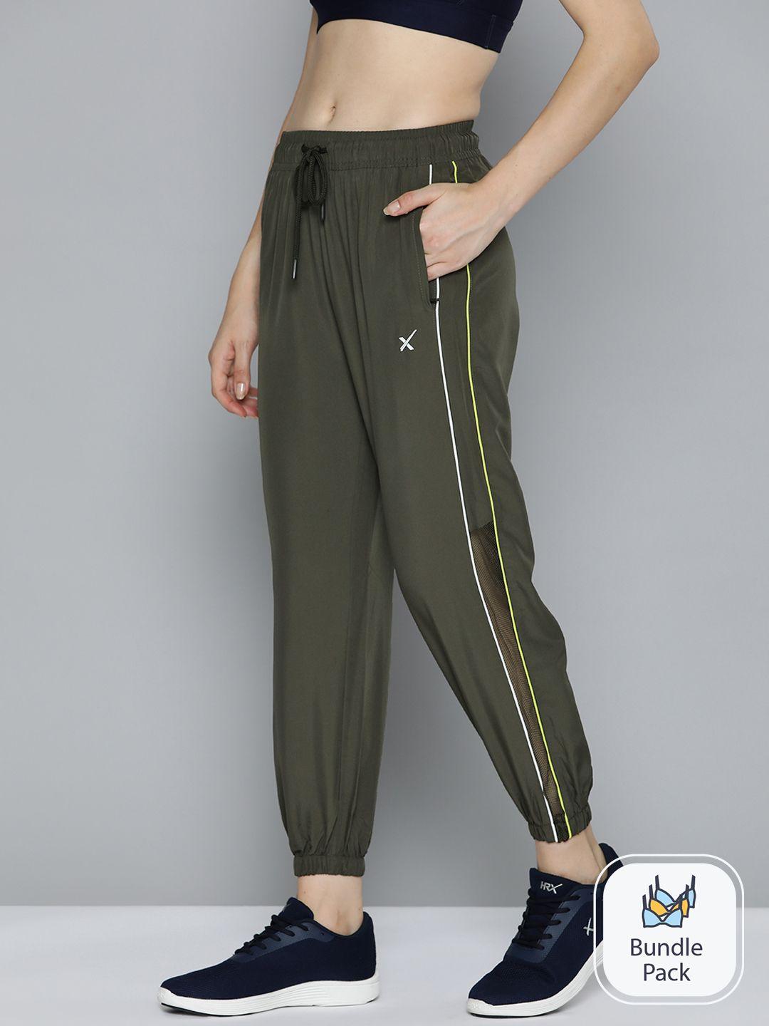 hrx by hrithik roshan women striped regular fit running track pants