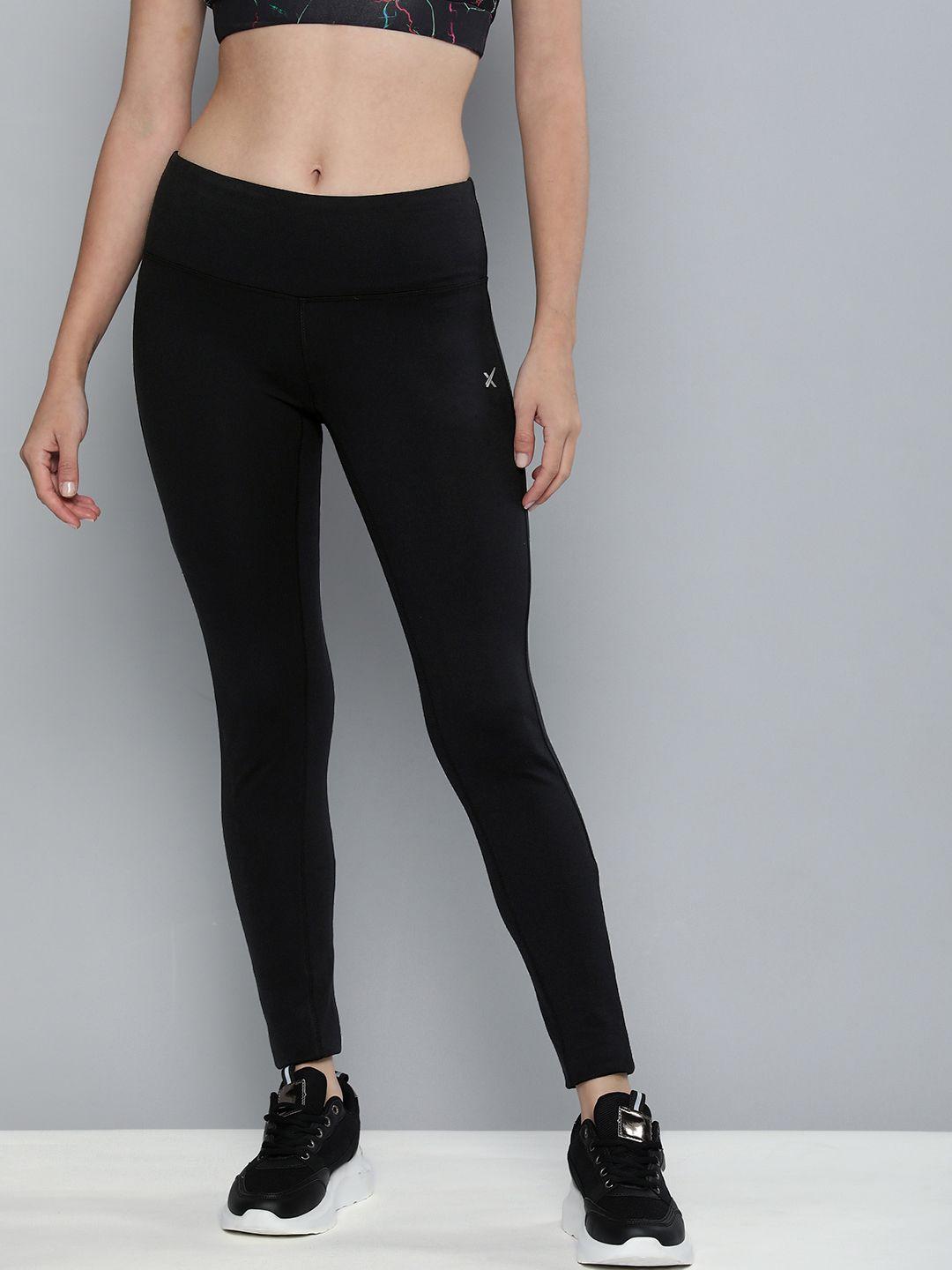 hrx by hrithik roshan women training black rapid-dry training tights