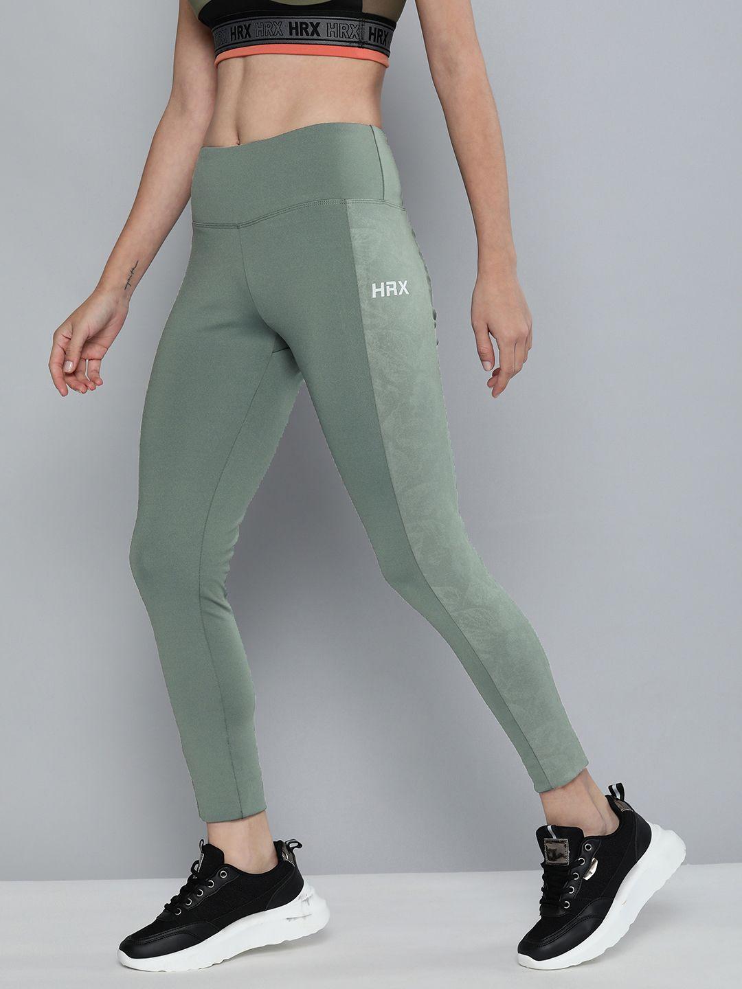 hrx by hrithik roshan women training sage green rapid-dry training tights