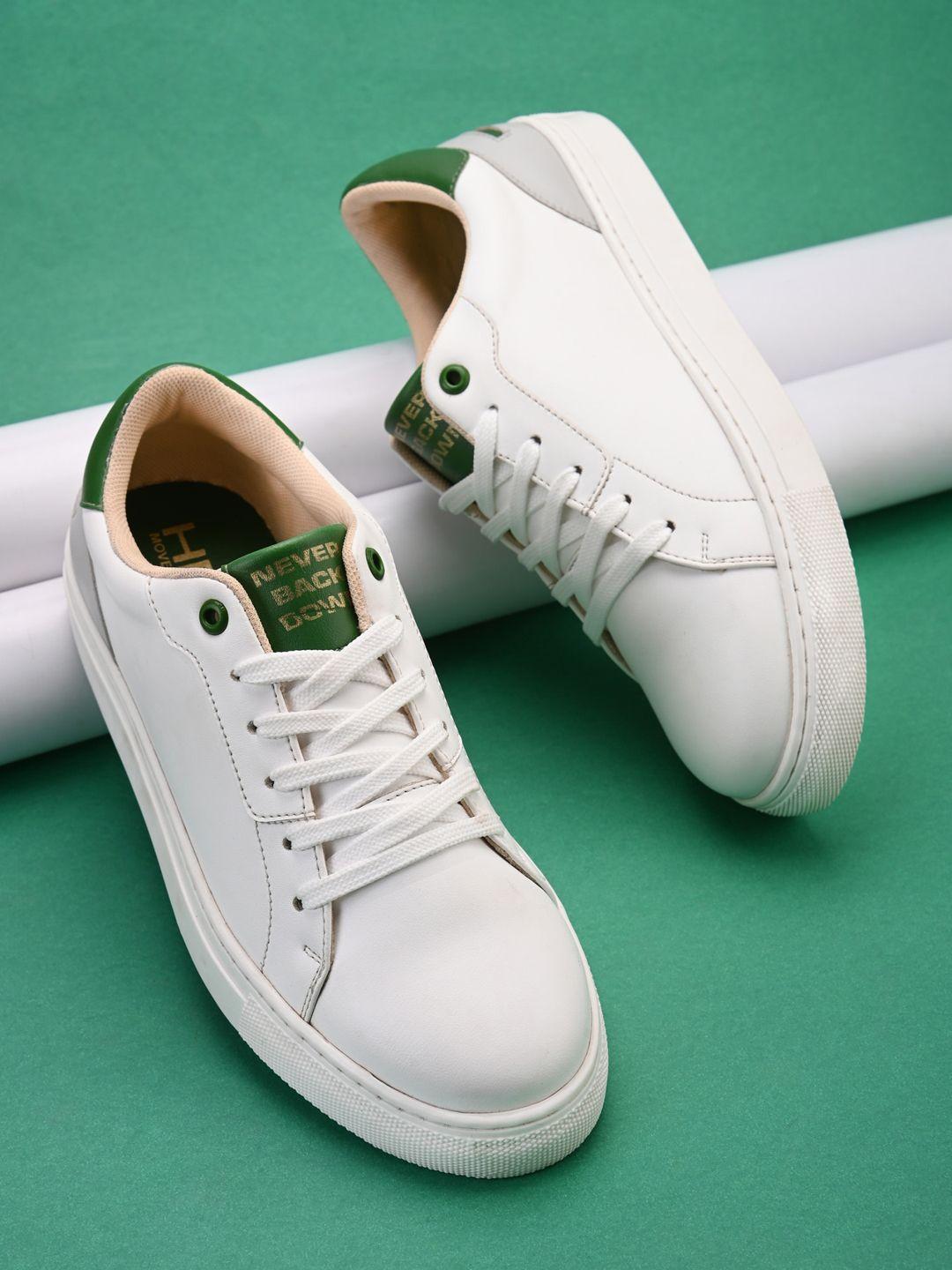 hrx by hrithik roshan women white and green colourblocked lightweight sneakers