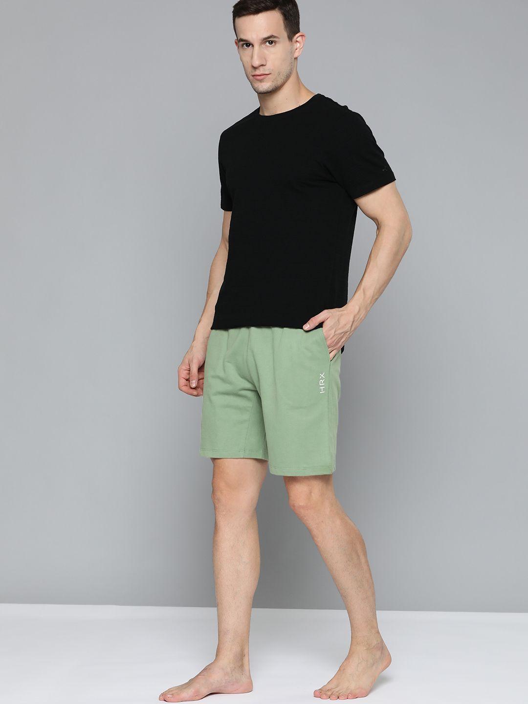 hrx by hrithik roshan yoga men jade organic cotton solid shorts