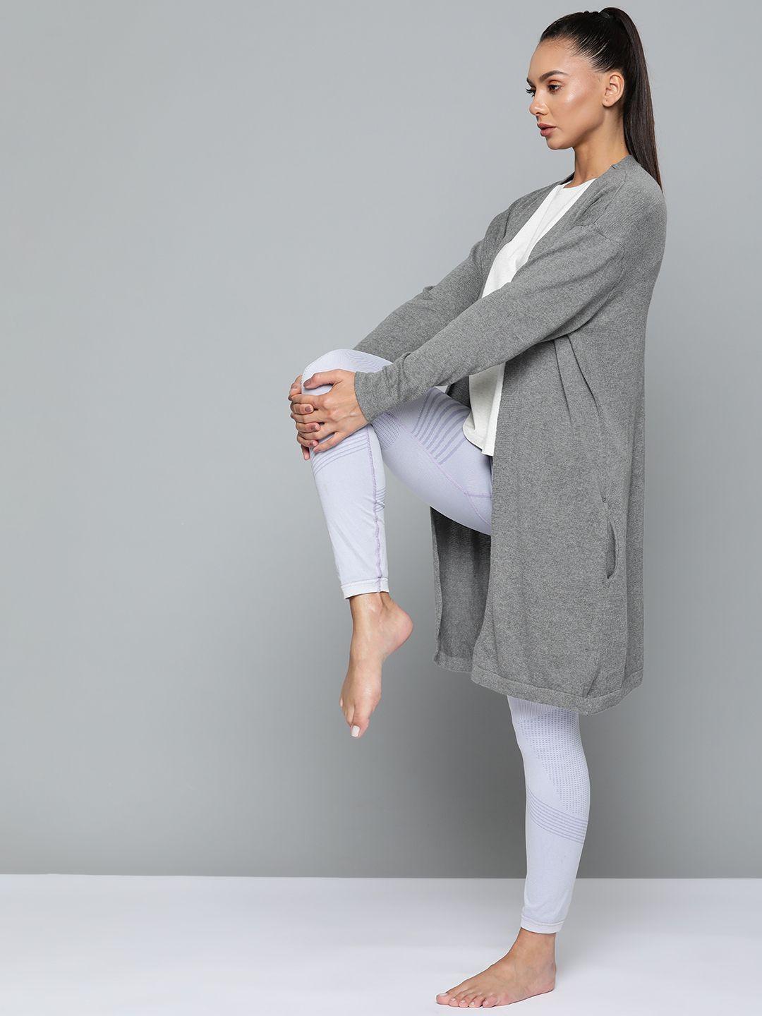 hrx by hrithik roshan yoga women good grey bio-wash solid sweater