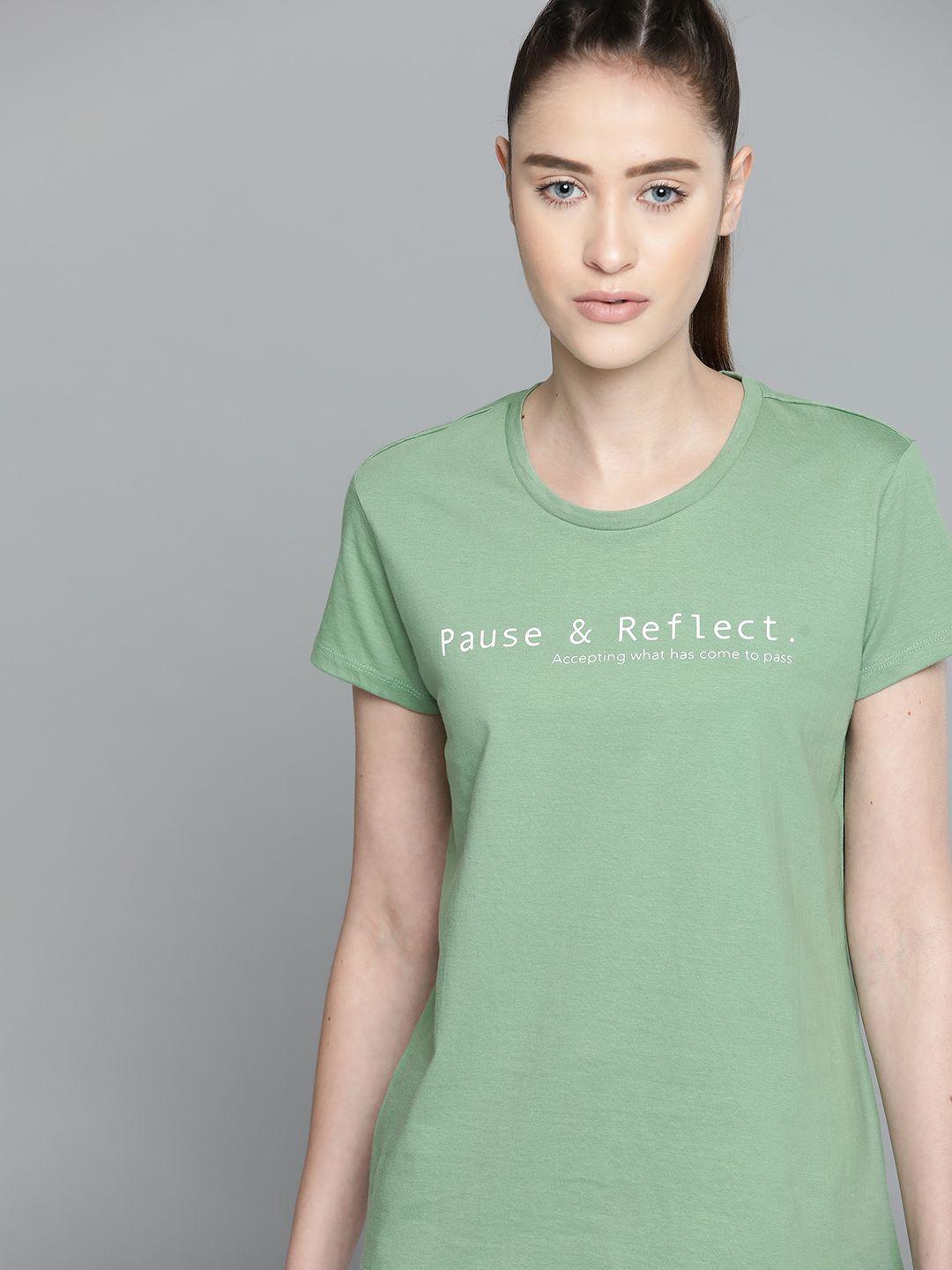 hrx by hrithik roshan yoga women jade solid  sustainable t-shirt
