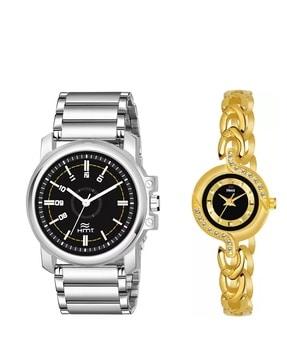 ht-811blk-010blk his & her couple analogue watch set