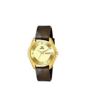 ht-gr353-gld-brw round-dial analogue watch