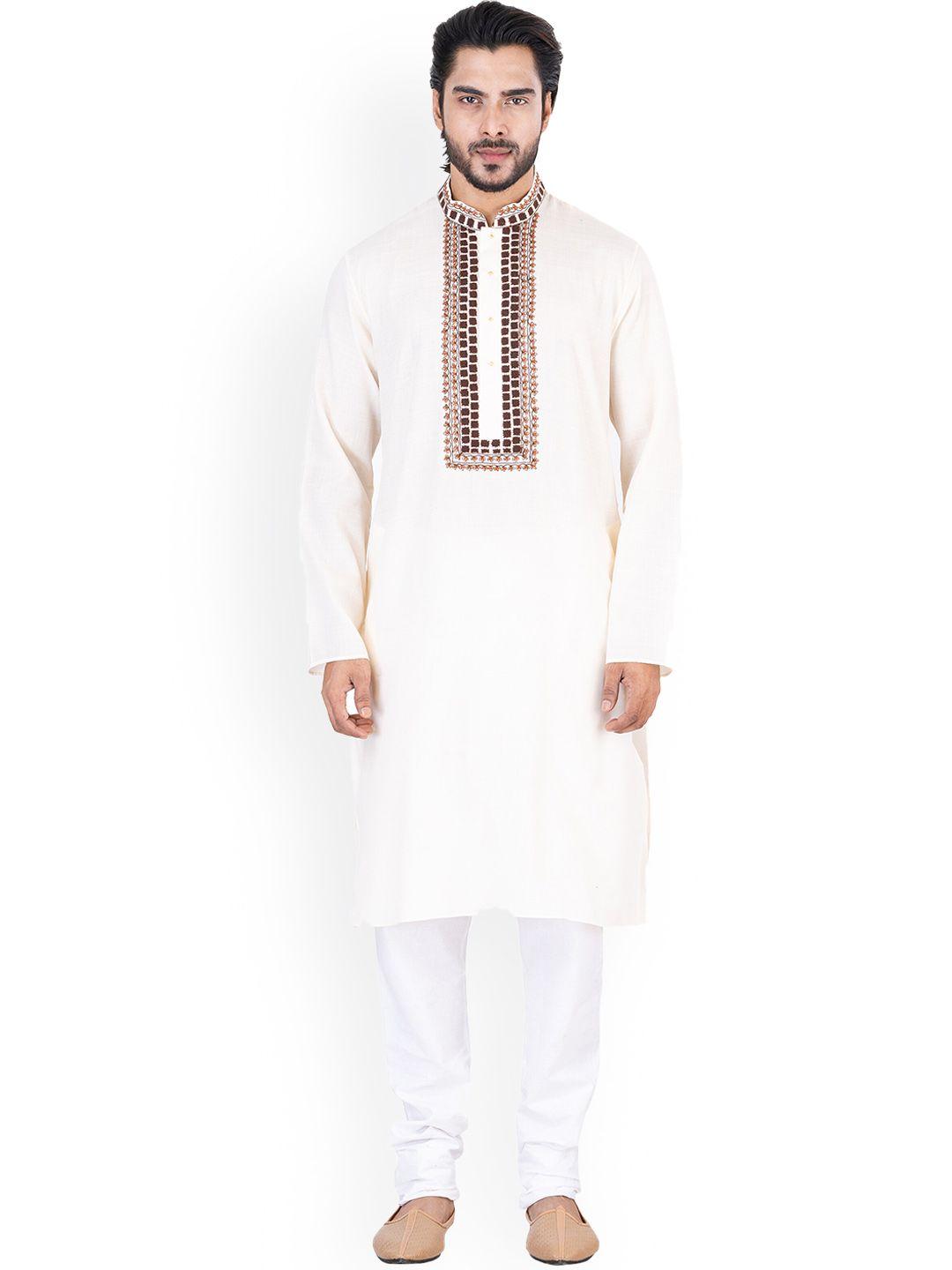 hu - handcrafted uniquely embroidered cotton silk straight kurta