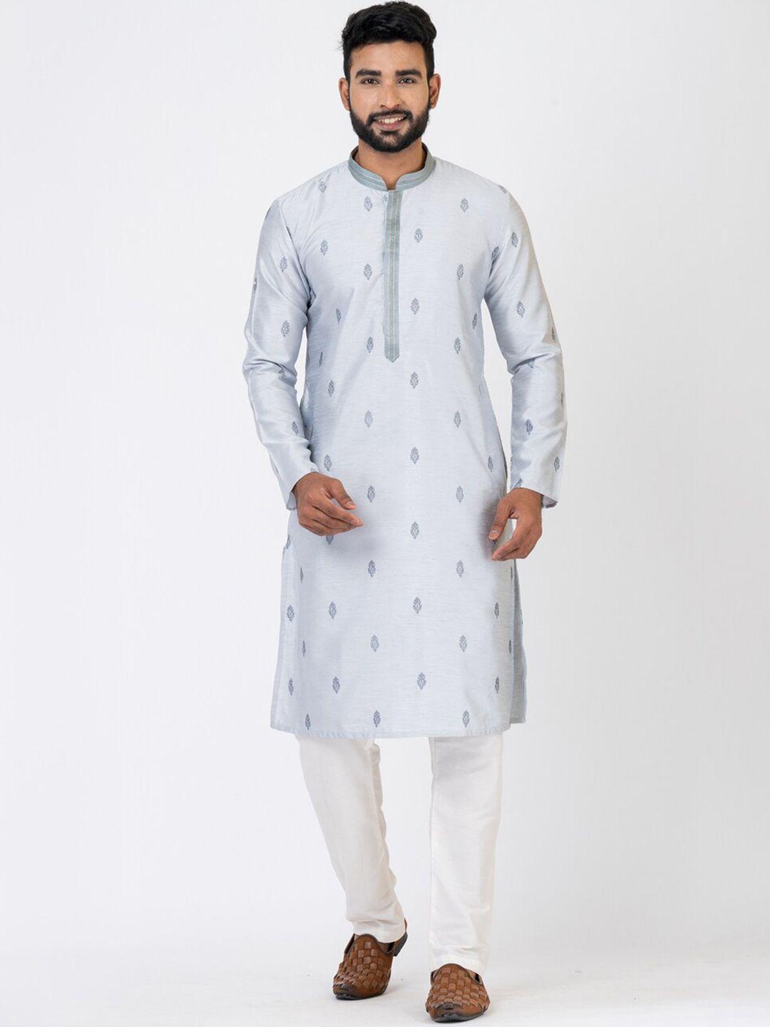 hu - handcrafted uniquely ethnic motifs embroidered mandarin collar kurta