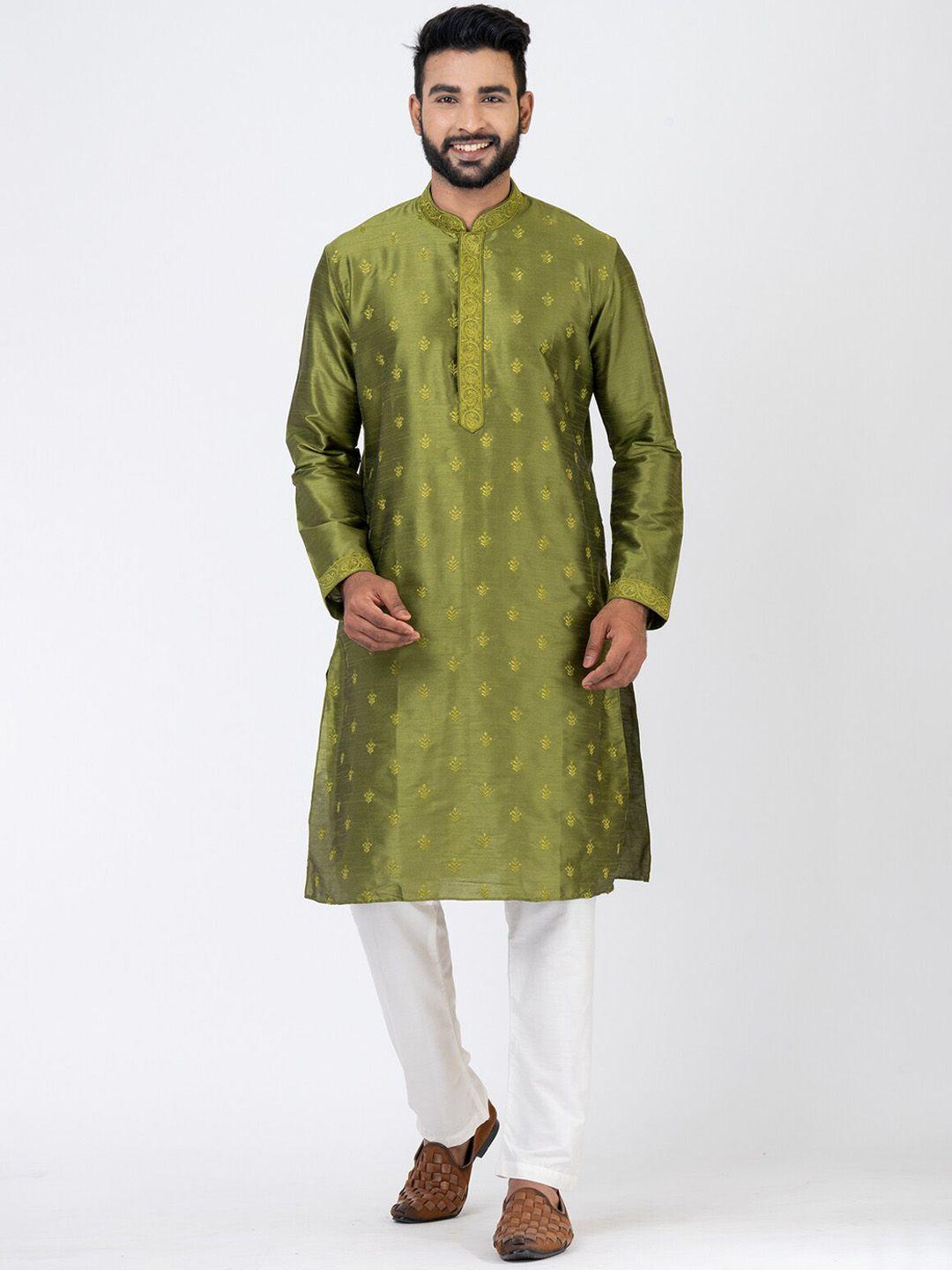 hu - handcrafted uniquely ethnic motifs embroidered mandarin collar kurta