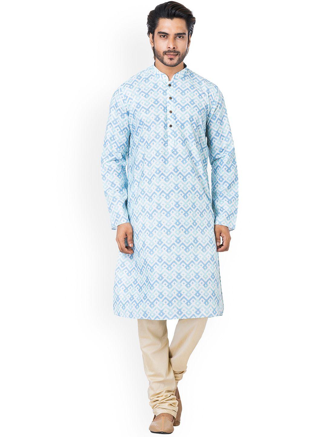 hu - handcrafted uniquely ethnic motifs printed mandarin collar kurta