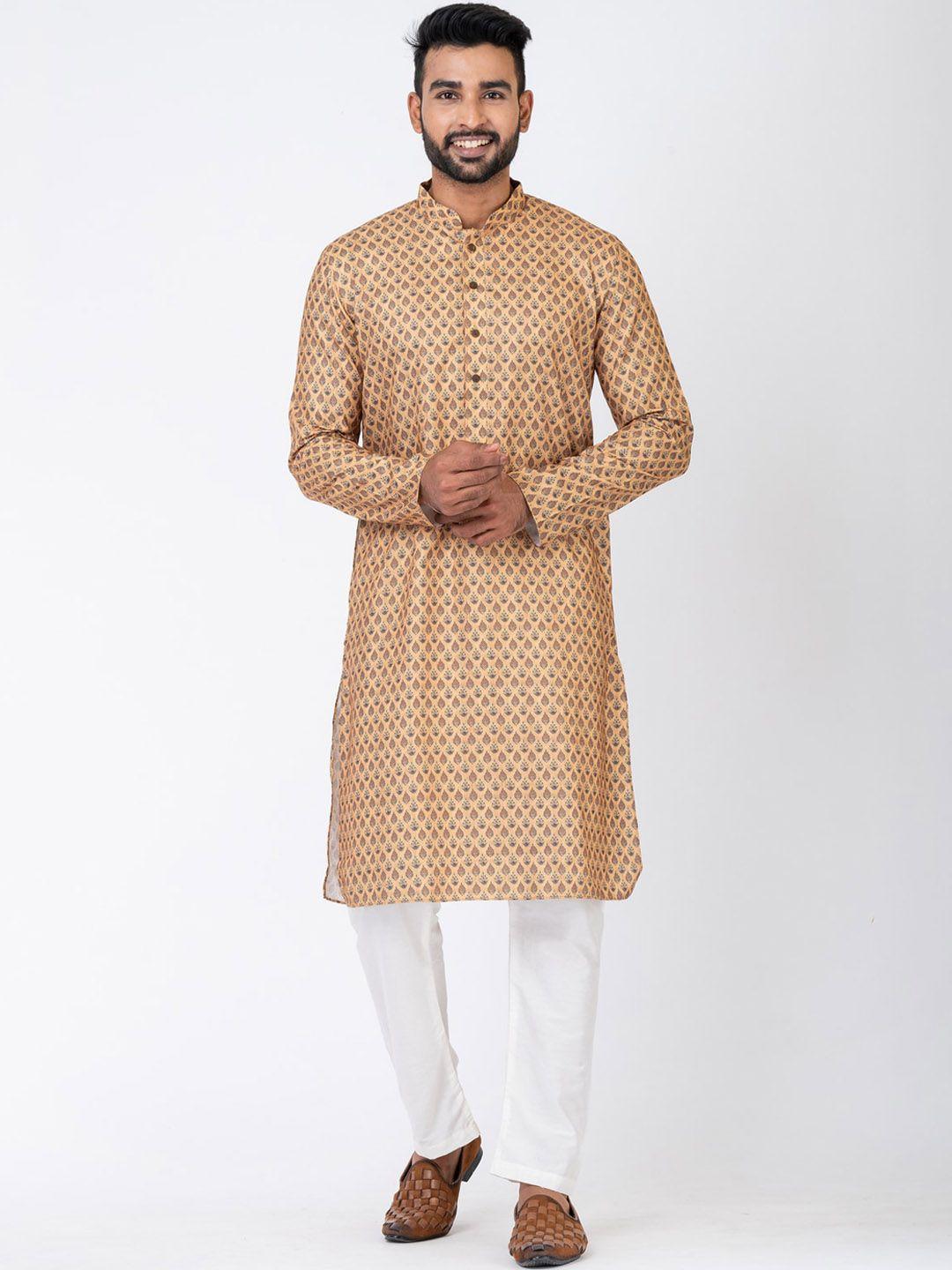 hu - handcrafted uniquely ethnic motifs printed mndarin collar kurta