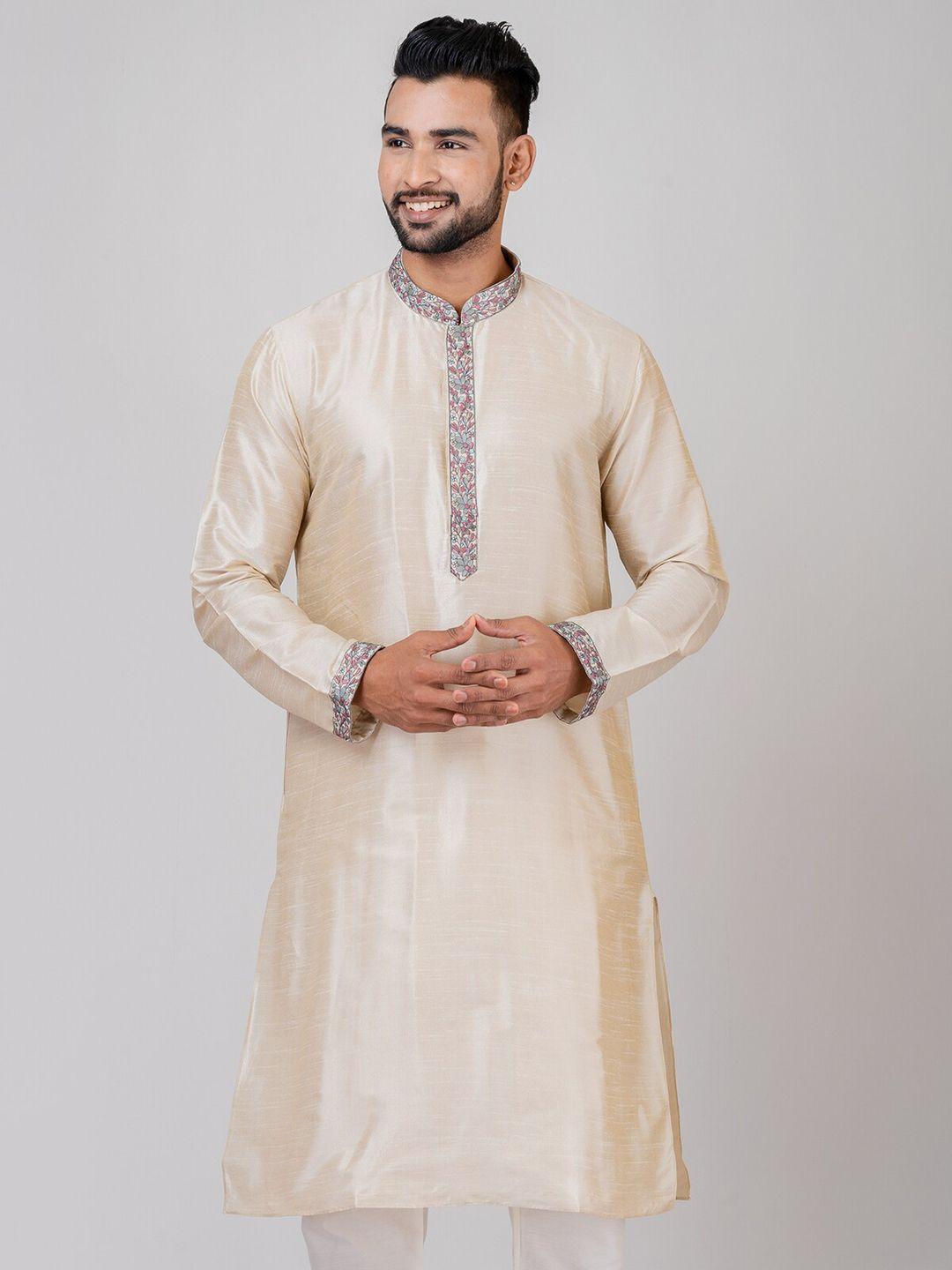 hu - handcrafted uniquely floral embroidered straight kurta