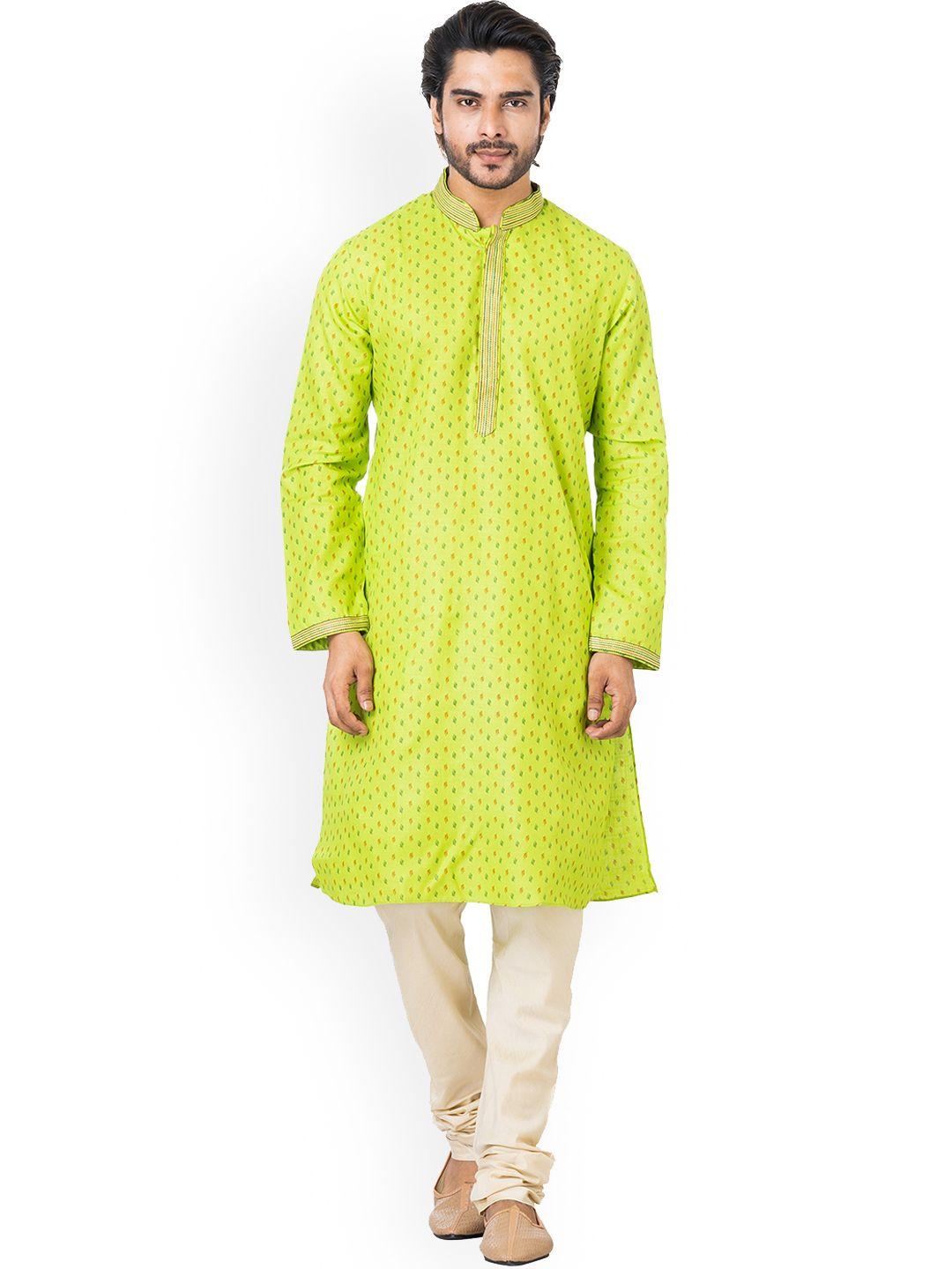 hu - handcrafted uniquely floral printed mandarin collar cotton straight kurta