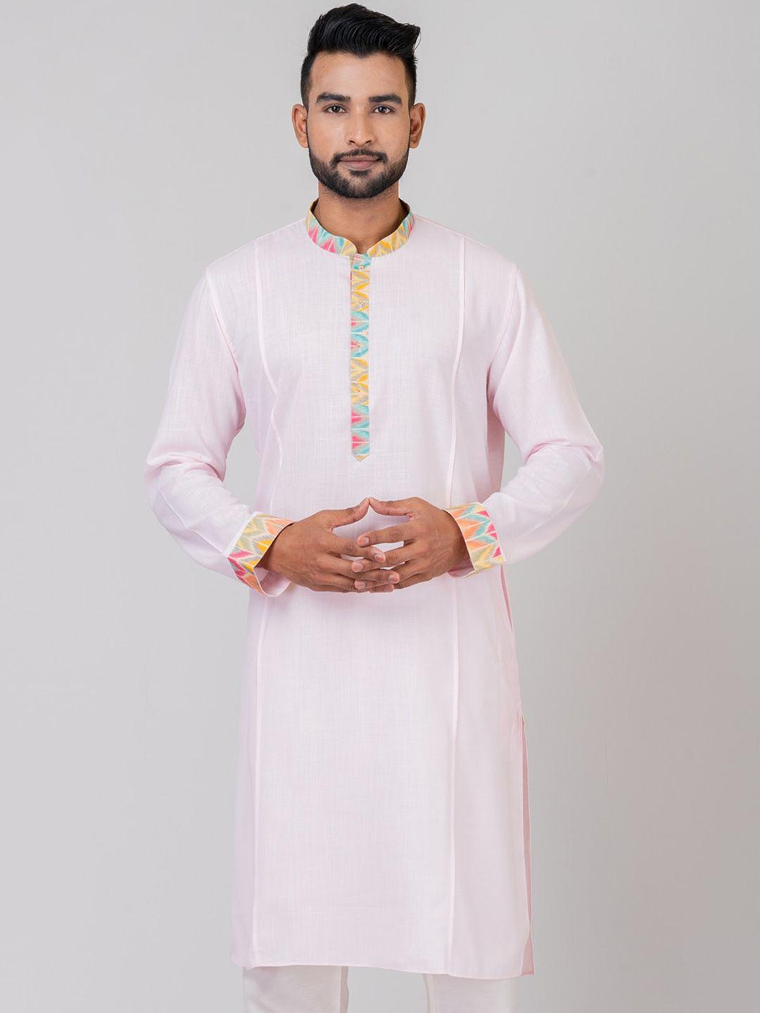 hu - handcrafted uniquely men pink regular kurta with pyjamas