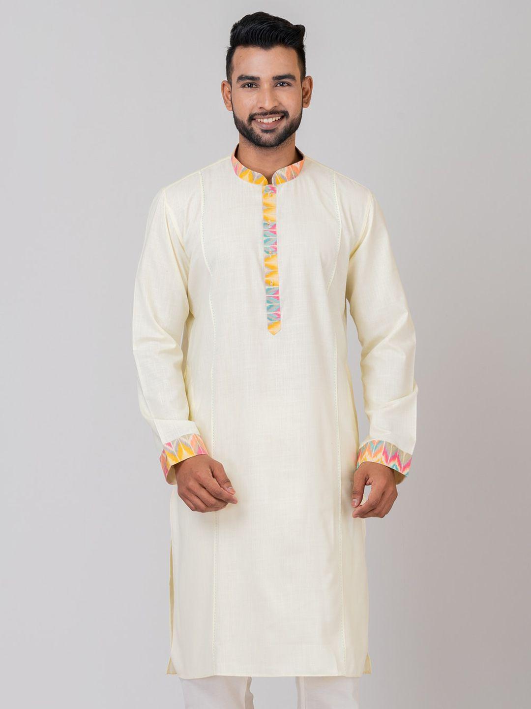 hu - handcrafted uniquely men yellow regular kurta with pyjamas