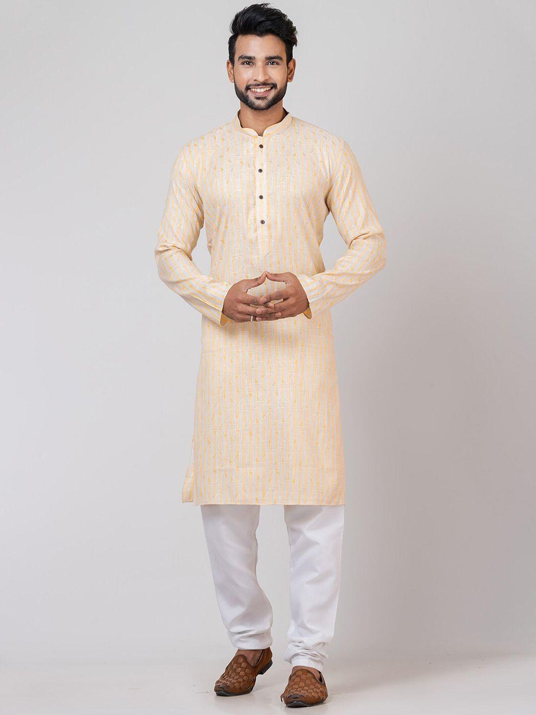 hu - handcrafted uniquely striped thread work kurta