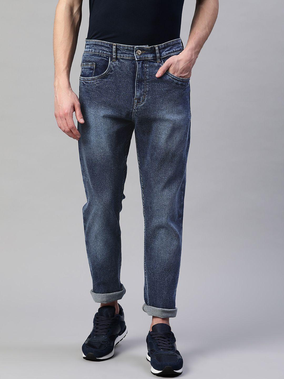 hubberholme men blue slim fit light fade stretchable jeans