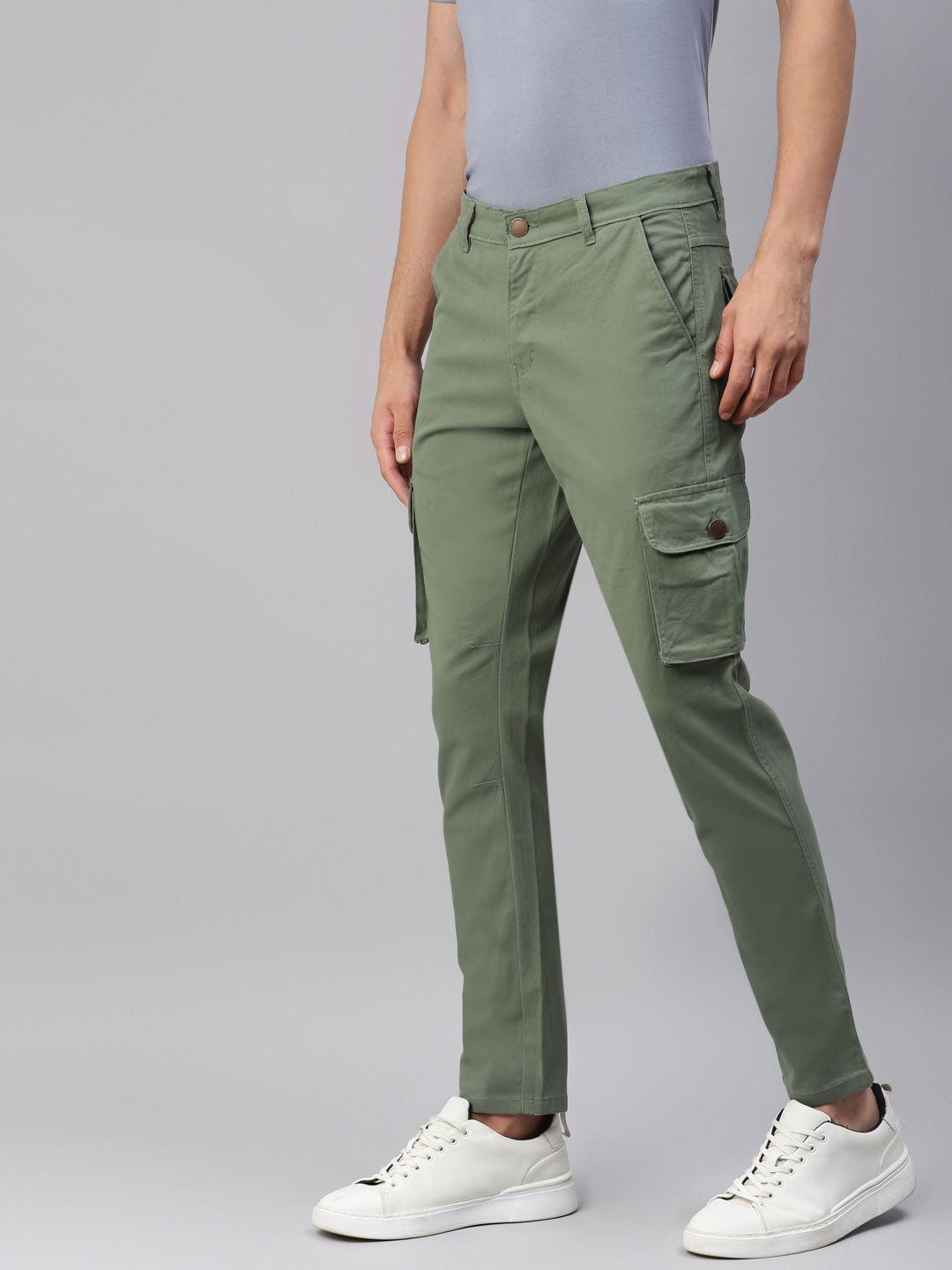 hubberholme men green slim fit chinos trousers