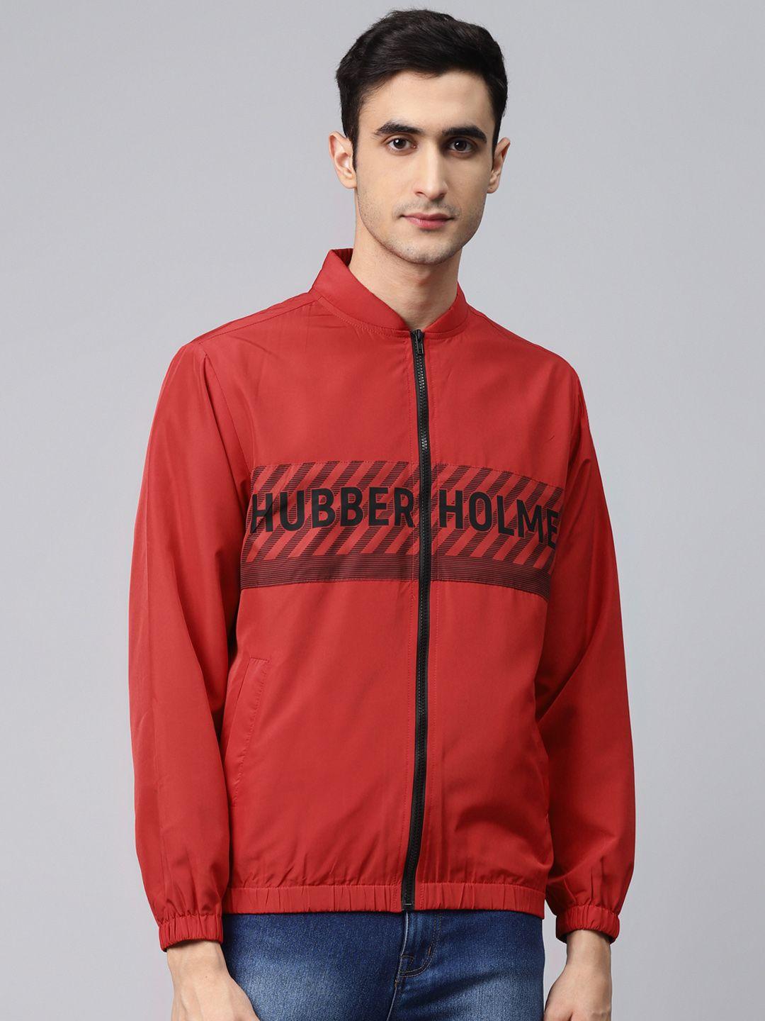 hubberholme men red & black printed windcheater and water resistant tailored jacket