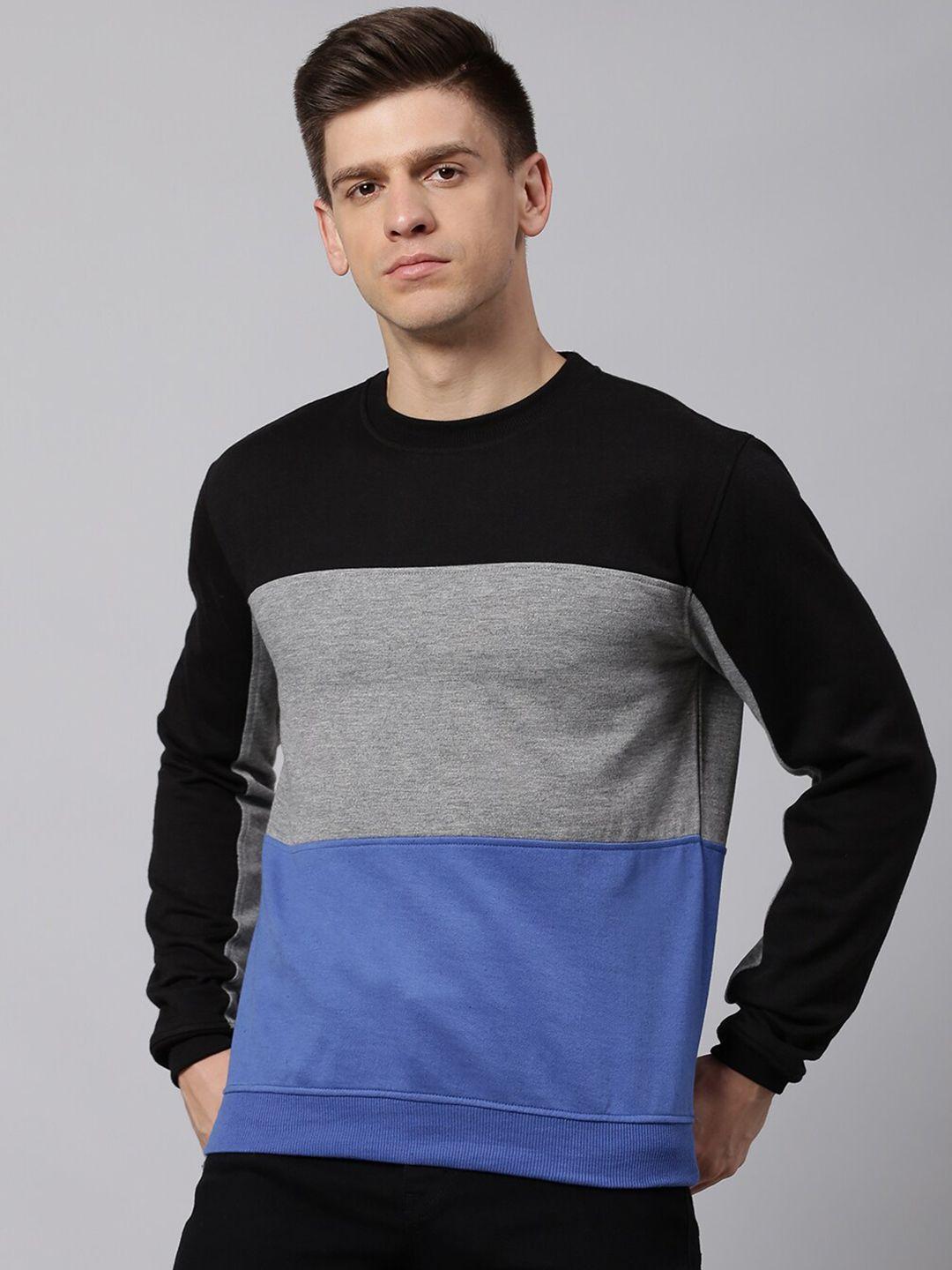 hubberholme men round neck colourblocked cotton sweatshirt