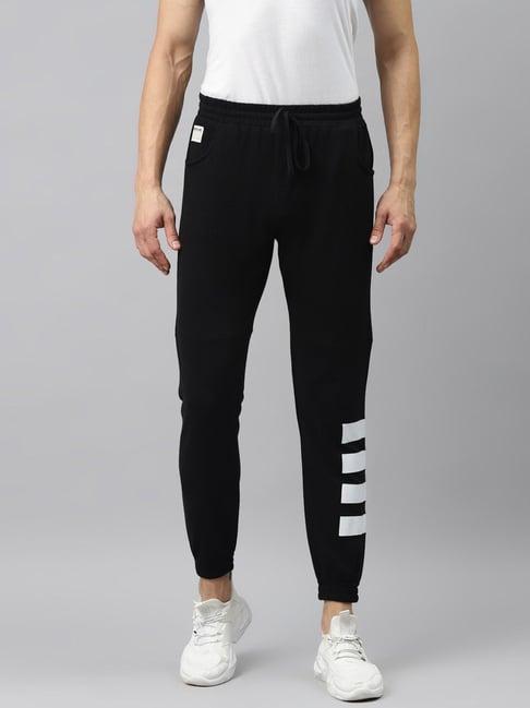 hubberholme black regular fit striped joggers