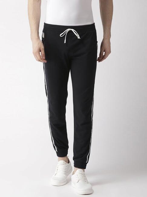 hubberholme black slim fit striped joggers