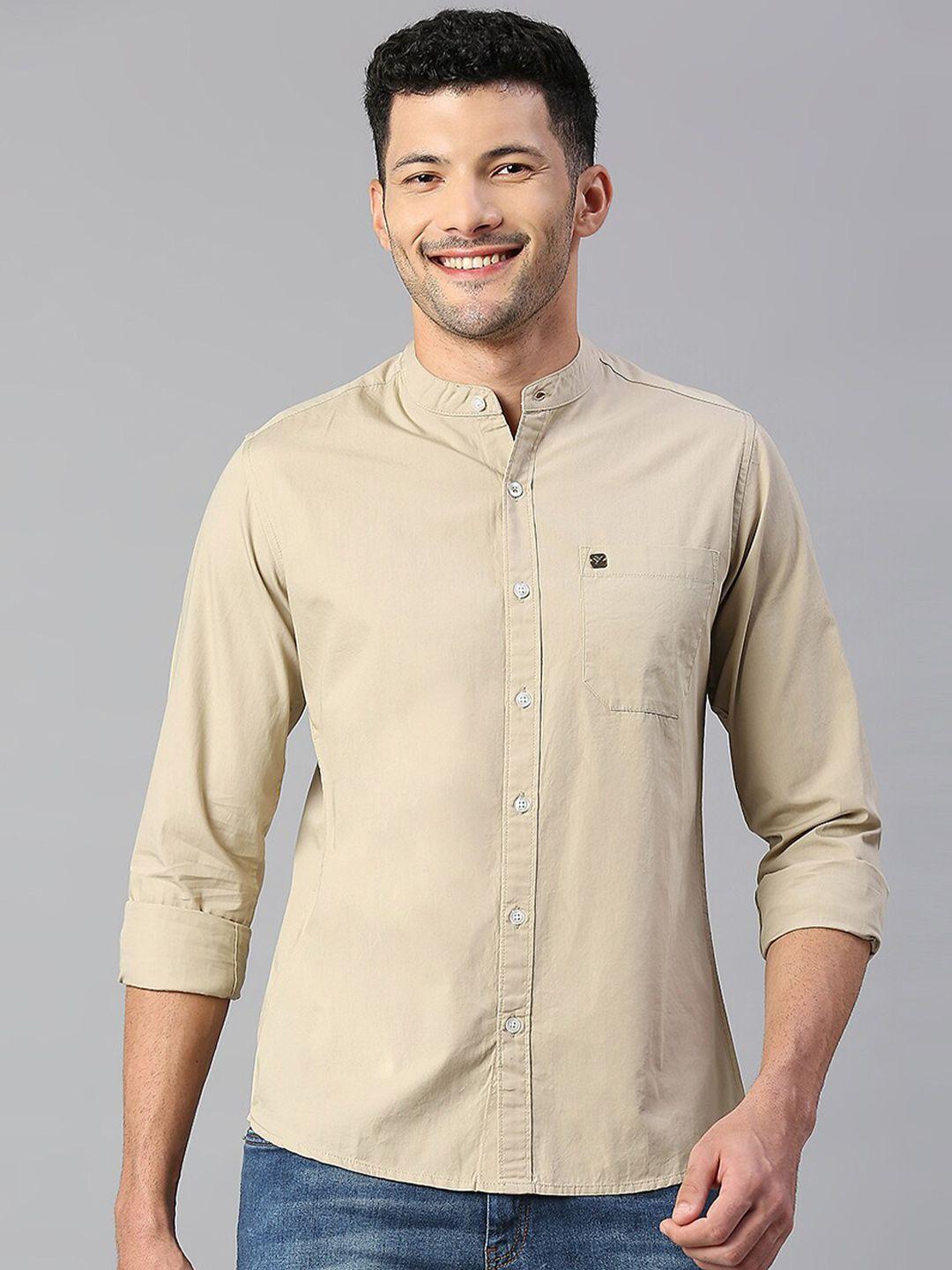 hubberholme mandarin collar regular fit cotton casual shirt