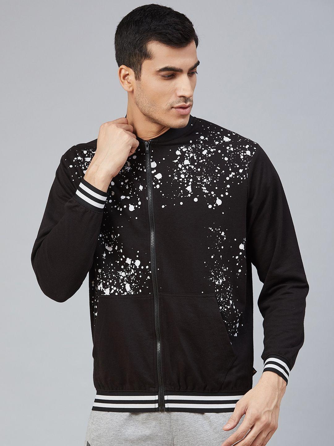 hubberholme men black & white paint splatter print sweatshirt