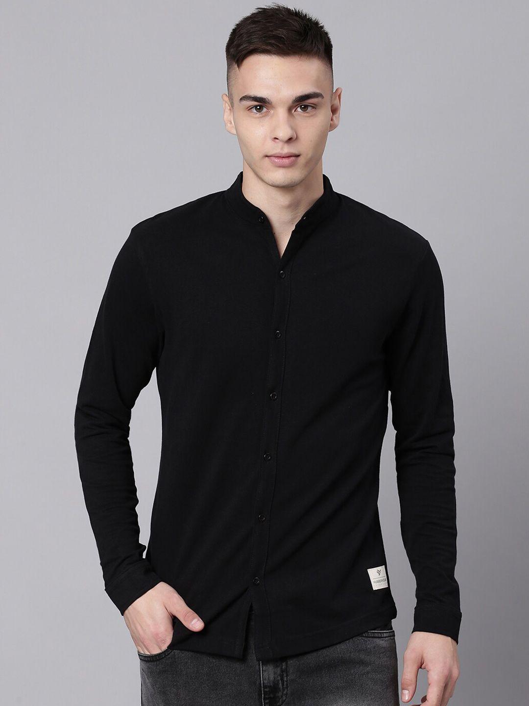 hubberholme men black classic casual shirt