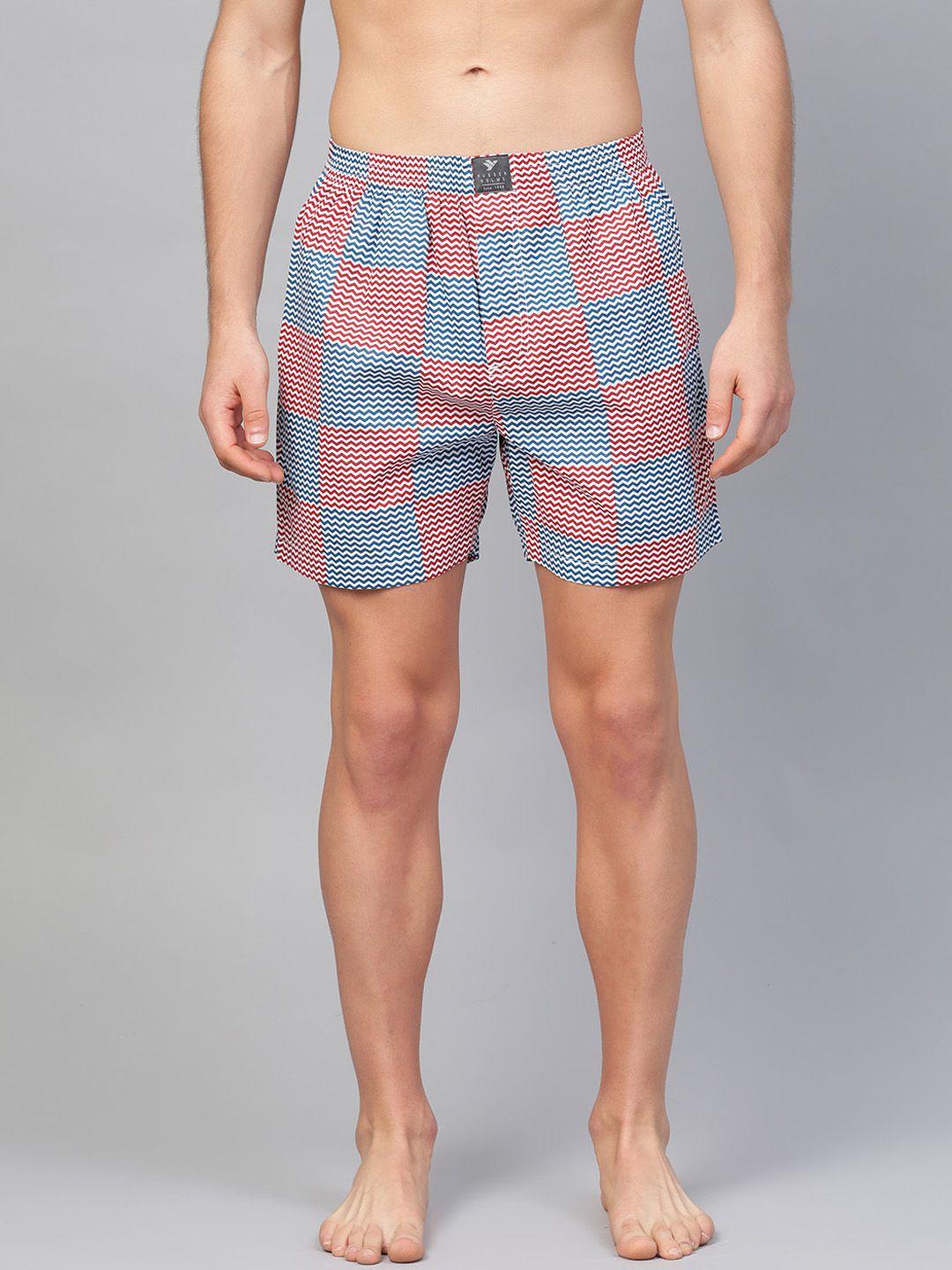 hubberholme men blue & red checked pure cotton boxers 1510