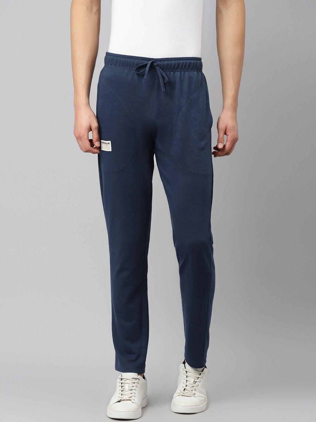 hubberholme men blue solid regular fit joggers