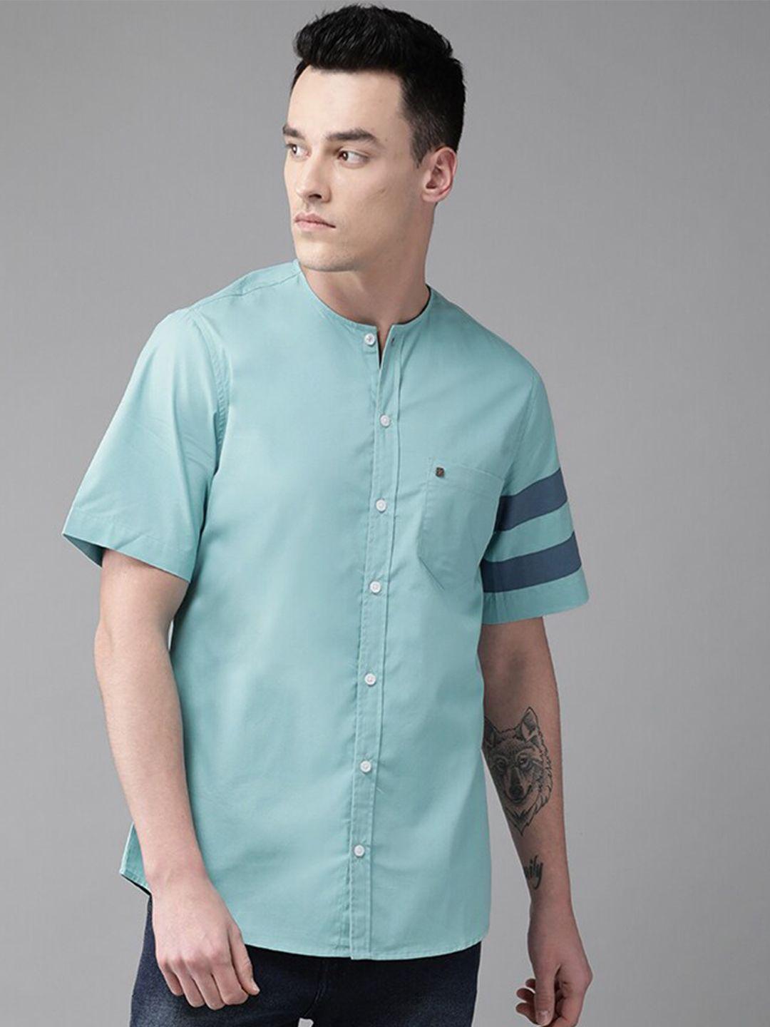 hubberholme men blue standard casual shirt