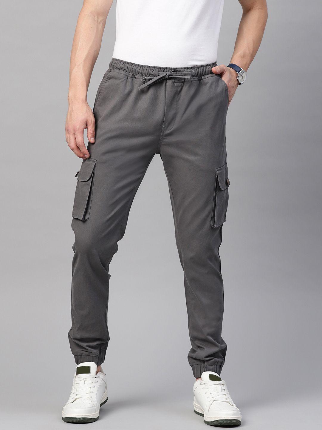 hubberholme men grey smart slim fit pleated joggers trousers