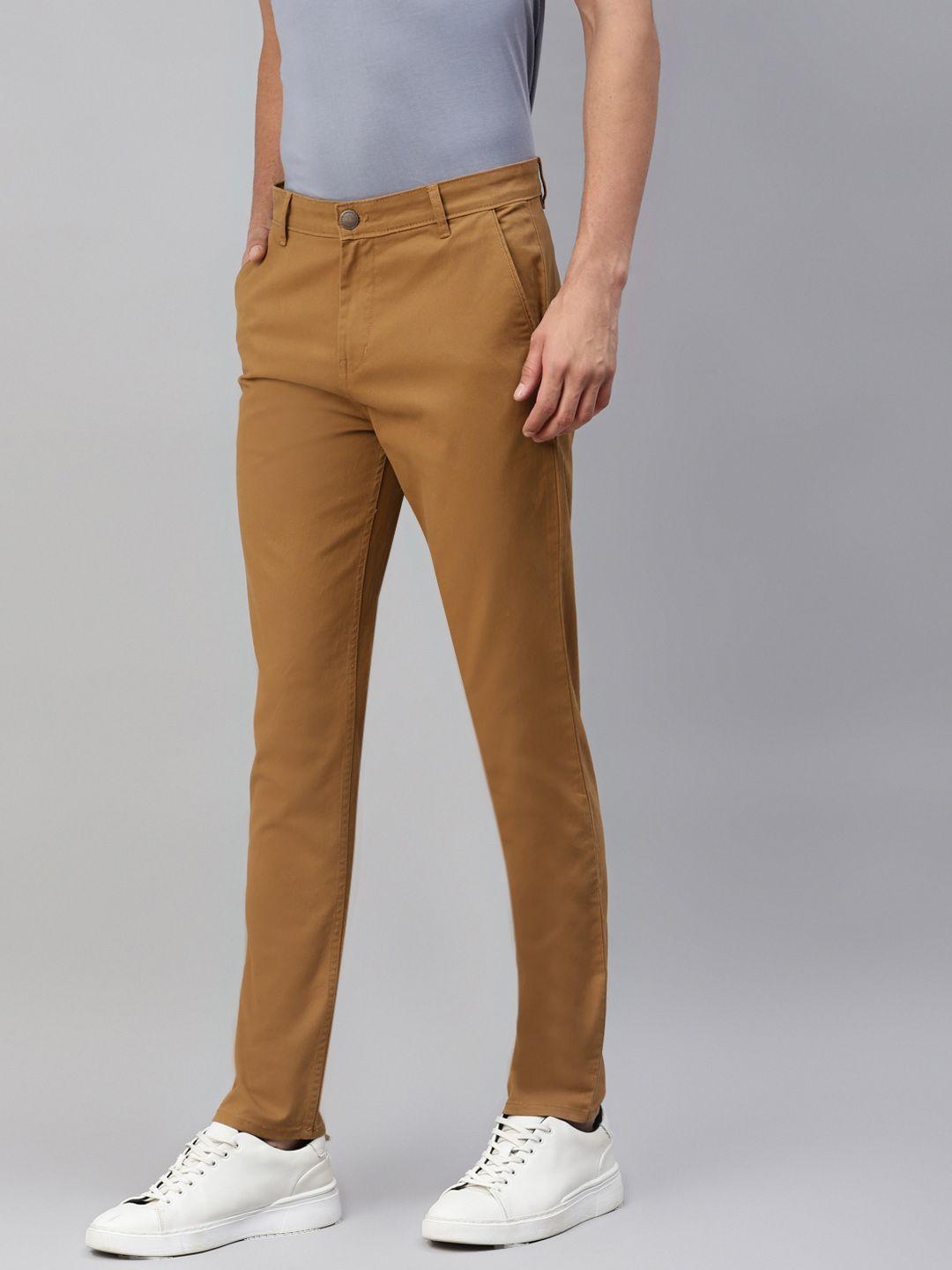 hubberholme men mustard yellow relaxed slim fit trousers