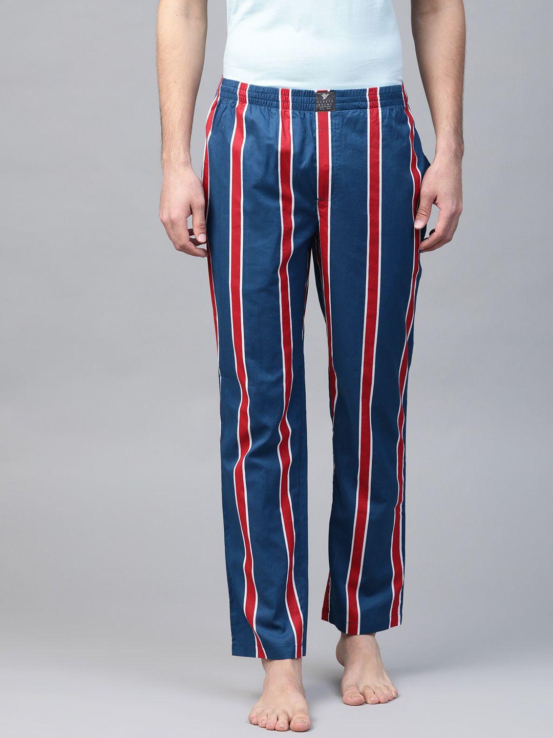 hubberholme men navy & red striped lounge pants