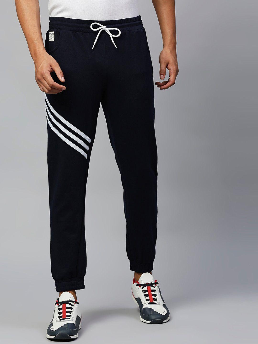 hubberholme men navy-blue solid straight-fit joggers