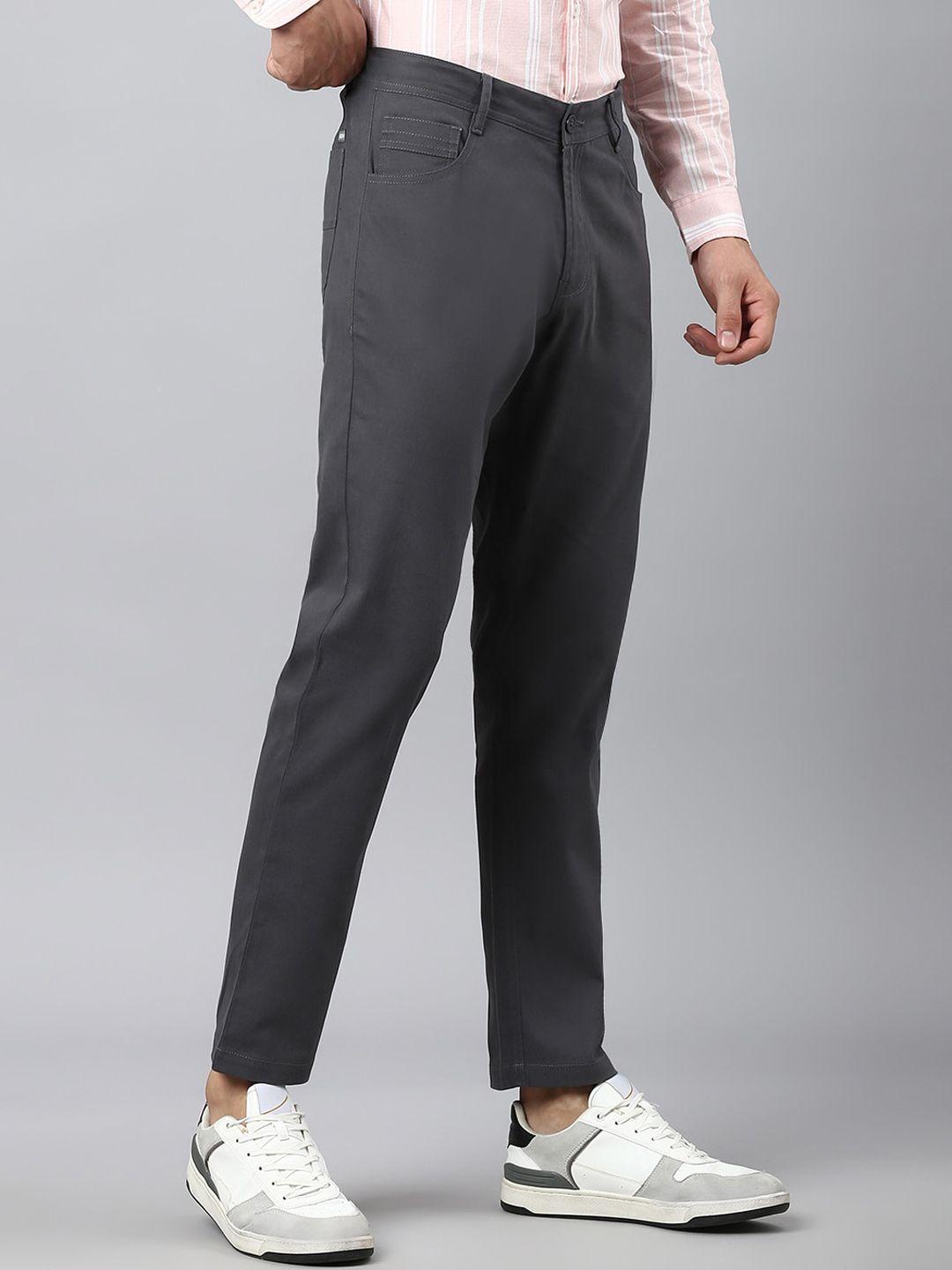 hubberholme men smart tapered fit easy wash mid-rise trousers