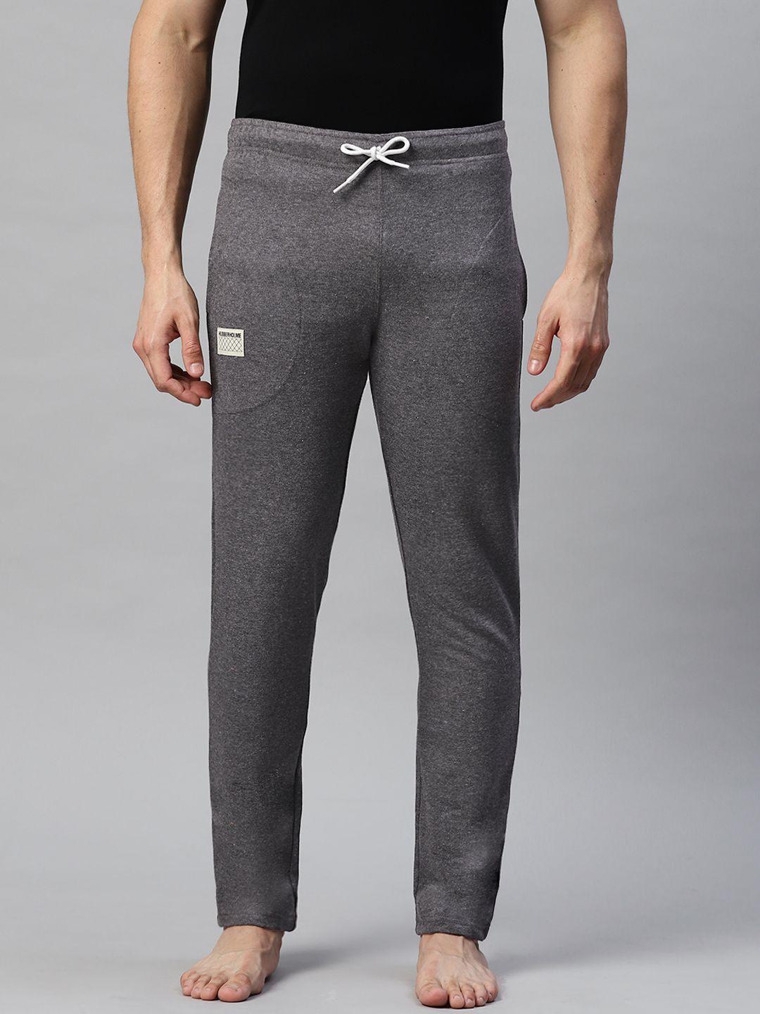 hubberholme men solid charcoal grey solid lounge pants