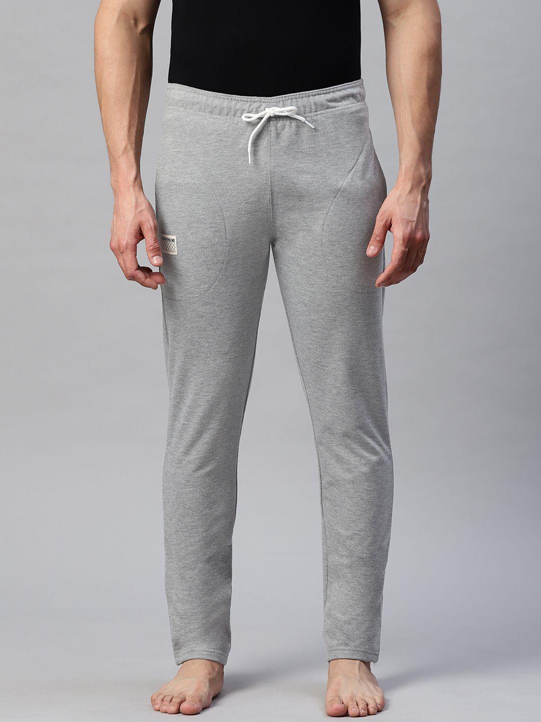 hubberholme men solid grey melange solid lounge pants