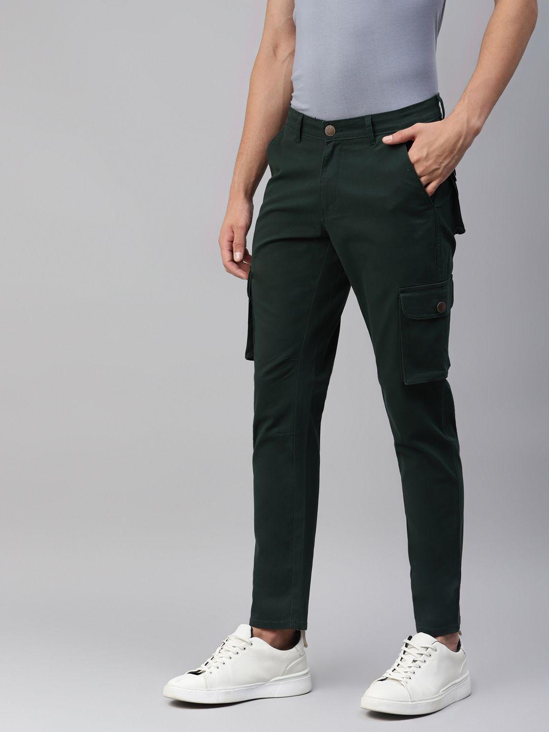 hubberholme men teal green relaxed slim fit trousers