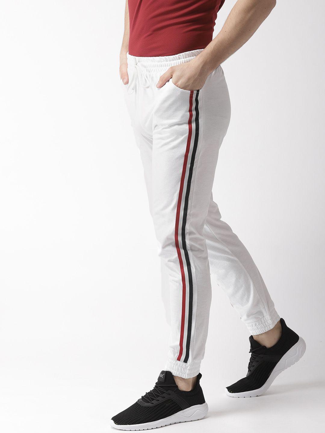 hubberholme men white solid slim fit joggers