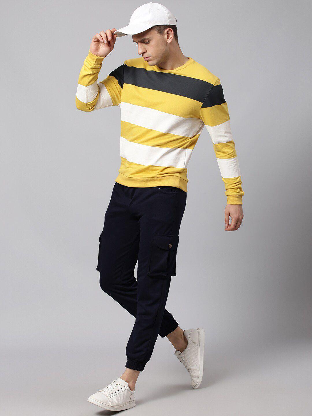 hubberholme men yellow & white striped sweatshirt