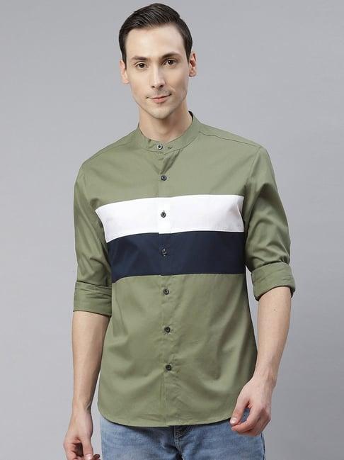 hubberholme multi cotton regular fit colour block shirts