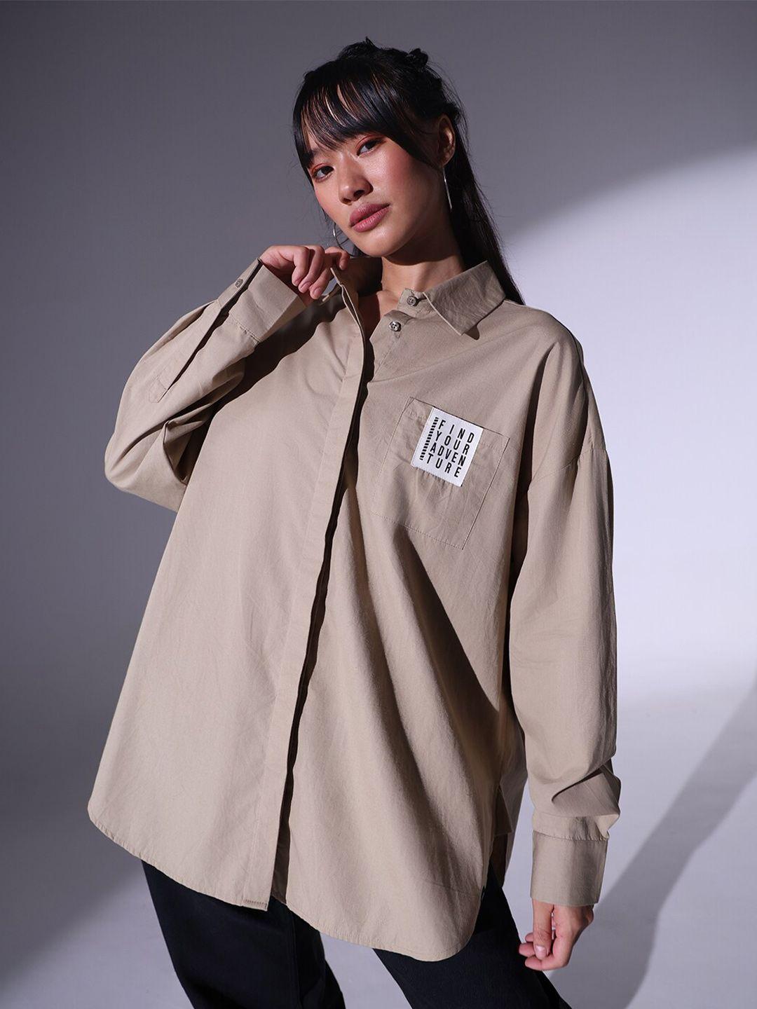 hubberholme relaxed spread collar oversized pure cotton casual shirt