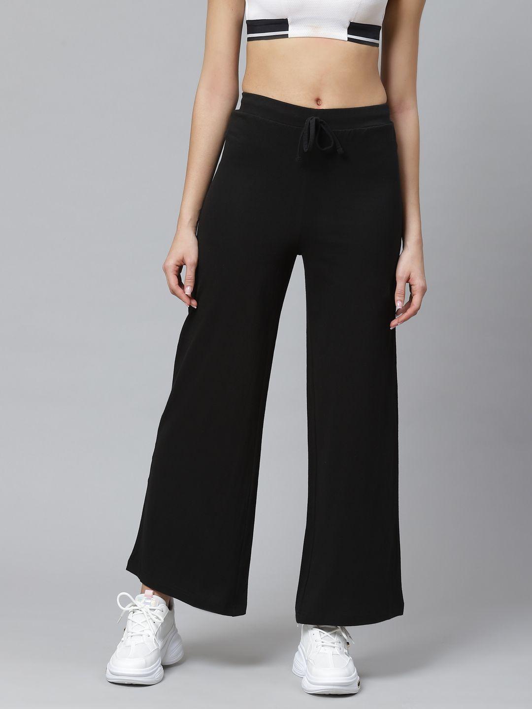 hubberholme women black solid track pants