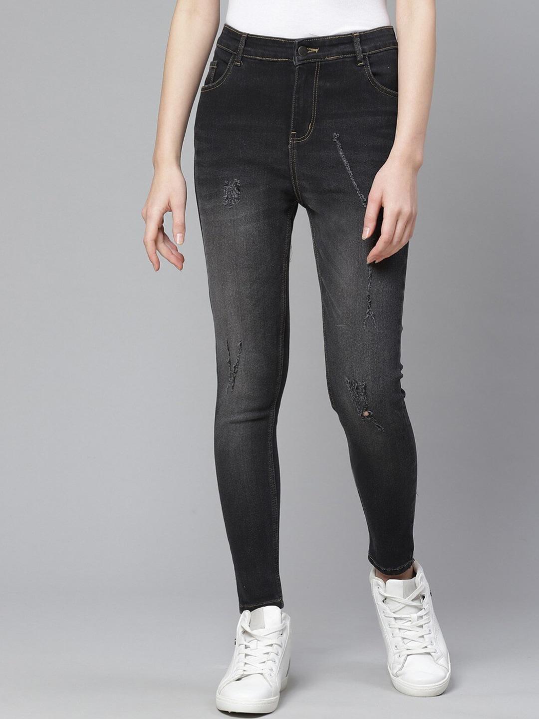 hubberholme women slim fit low distress light fade stretchable jeans