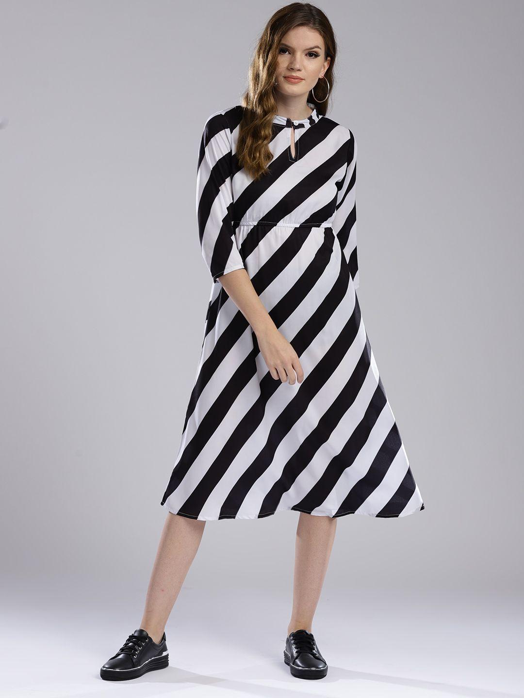 hubberholme women white & black striped empire dress
