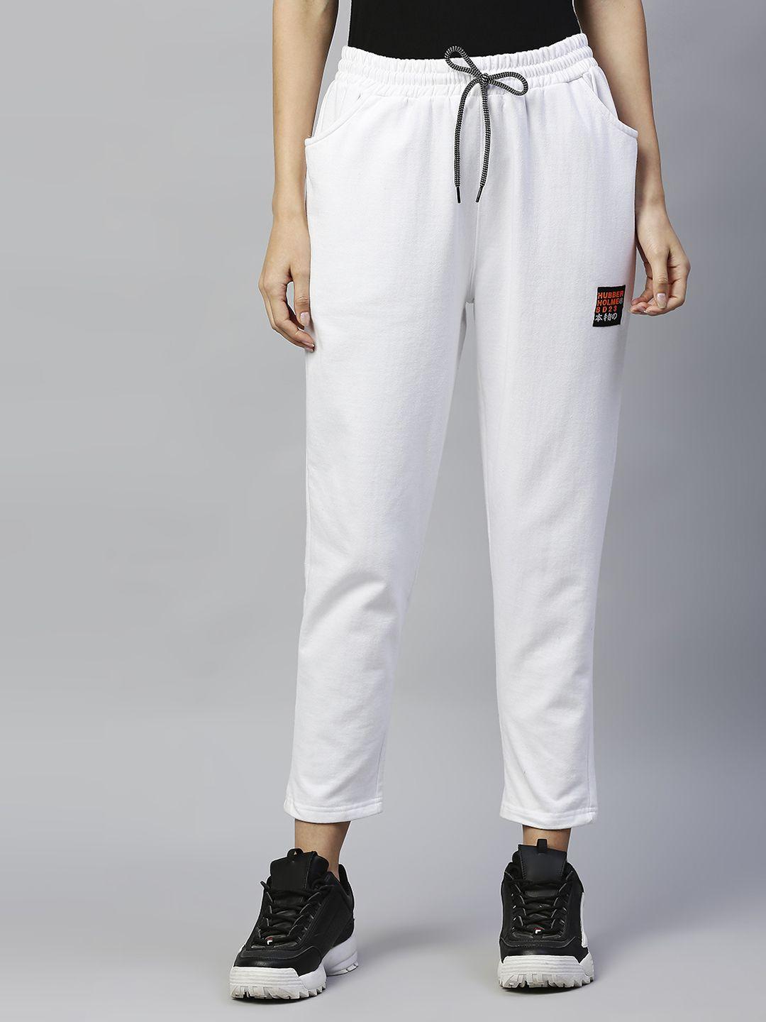 hubberholme women white solid track pants